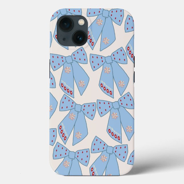 Funda De Case-Mate Para iPhone Coquette Blue Bows (Reverso )