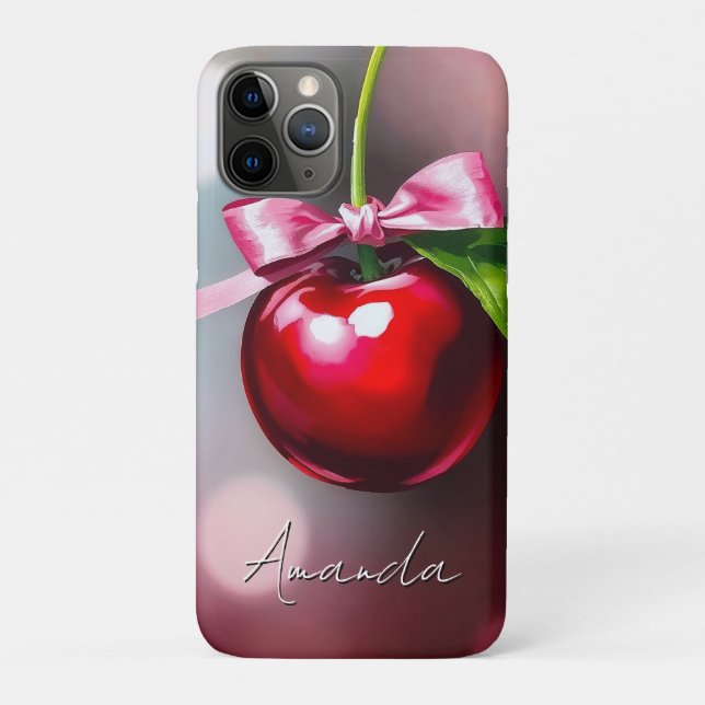 Funda De Case-Mate Para iPhone Coquette Cherry con Pan y Hojas Rosa (Reverso)