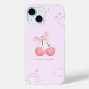 Funda Para iPhone 15 Coquette Cherry Cute Pink Bow