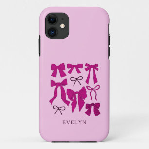 Funda Para iPhone 11 Coquette Girly Bows Magenta