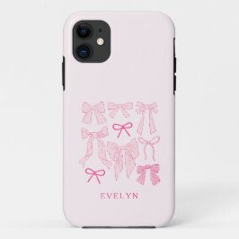 Funda Para iPhone 11 Coquette Girly dobla rosa