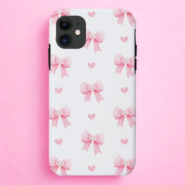 Funda De Case-Mate Para iPhone Coquette Pink Bow & Heart (Subido por el creador)