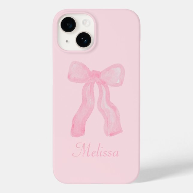 Funda De Case-Mate Para iPhone Coquette Preppy Personalizada Pink Bows (Reverso )