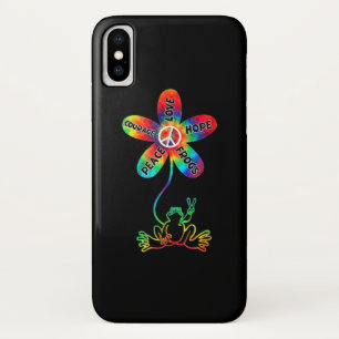 Funda Para iPhone X Coraje de la Paz Amor Esperanza Ranas Hippie