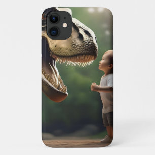 Funda Para iPhone 11 **"Coraje Desatado: Un Pequeño Niño Enfrenta al T-