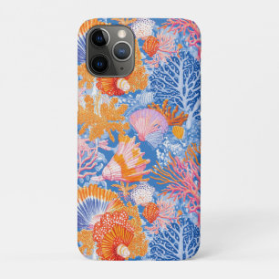 Funda Para iPhone 11 Pro Coral de Conchas Marinas Coloridas Turquesa Púrpur