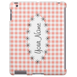 Funda Para iPhone 13 Coral Gingham Check estrella oval estuche para iPa