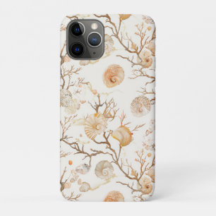 Funda Para iPhone 11 Pro Coral Marino Artístico Concha Terracota Marfil