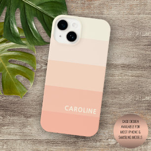Funda Para iPhone 14 De Case-Mate Coral Naranja Rayas Personalizadas Melocotón Paste