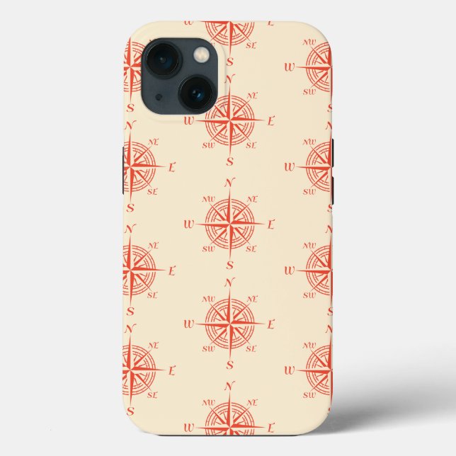 Funda De Case-Mate Para iPhone Coral Nautical Sailing Compass (Reverso )