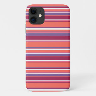 Funda Para iPhone 11 coral vivo, rayas rojas y violetas
