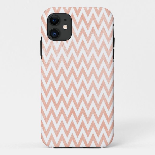 Funda De Case-Mate Para iPhone Coral y Chevron Blanco (Reverso)
