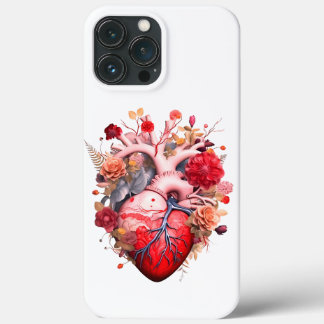 Funda Para iPhone 13 Pro Max Corazón anatómico con flores