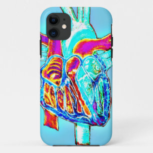Funda Para iPhone 11 Corazón anatómico dibujado a mano de neón