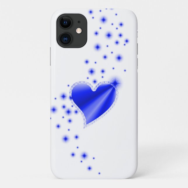 Funda De Case-Mate Para iPhone Corazón arcoiris azul con estrellas (Reverso)
