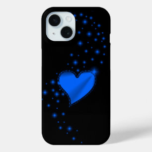 Funda Para iPhone 15 Corazón arcoiris azul con estrellas