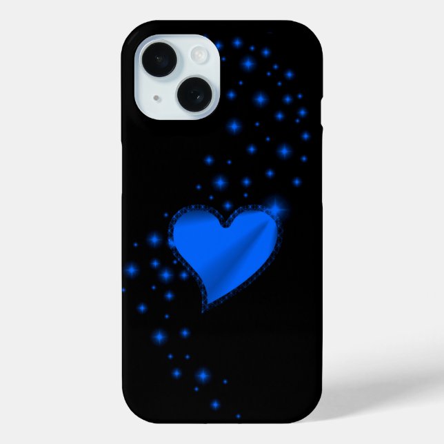 Funda De Case-Mate Para iPhone Corazón arcoiris azul con estrellas (Reverso )