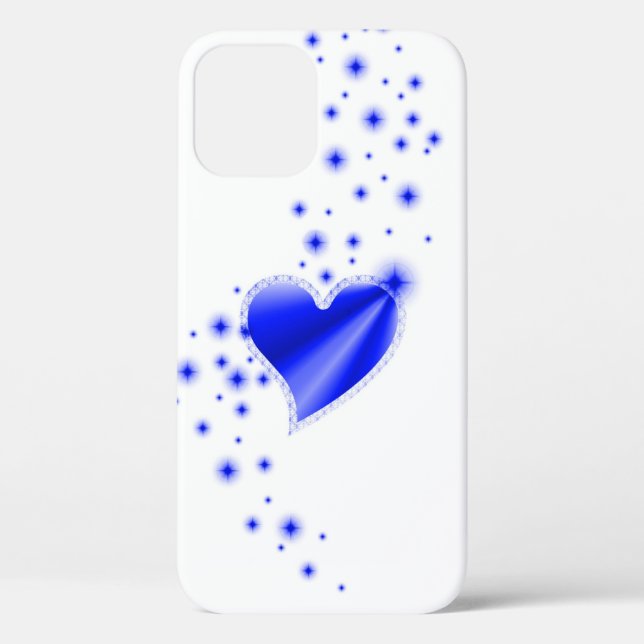 Funda De Case-Mate Para iPhone Corazón arcoiris azul con estrellas (Reverso )