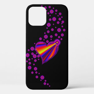 Funda Para iPhone 12 Corazón arcoiris azul rojo con estrellas en negro