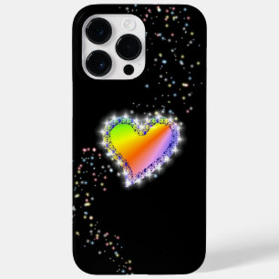 Funda Para iPhone 14 Pro Max De Case-Mate Corazón arcoiris con estrellas en negro