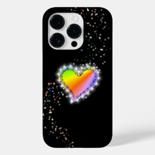 Funda Para iPhone 14 Pro De Case-Mate Corazón arcoiris con estrellas en negro