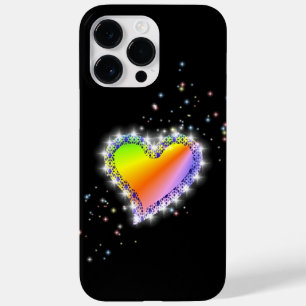 Funda Para iPhone 14 Pro Max De Case-Mate Corazón arcoiris con estrellas en negro