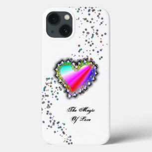 Funda Para iPhone 13 Corazón arcoiris con estrellas, la magia del amor