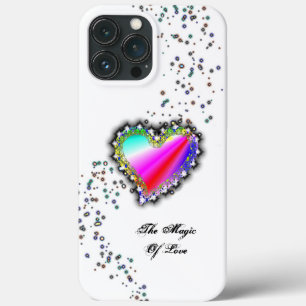 Funda Para iPhone 13 Pro Max Corazón arcoiris con estrellas, la magia del amor