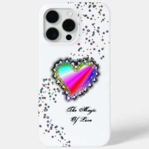 Funda Para iPhone 15 Pro Max Corazón arcoiris con estrellas, la magia del amor
