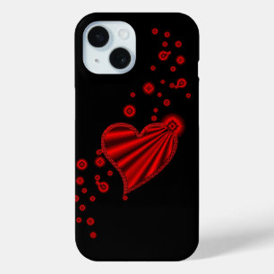 Funda Para iPhone 15 Corazón arcoiris rojo con estrellas en negro