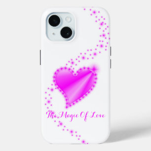 Funda Para iPhone 15 Corazón arcoiris rosa con estrellas , la magia del