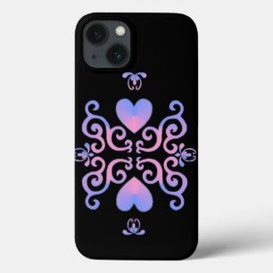 Funda Para iPhone 13 Corazón arcoiris y Lily