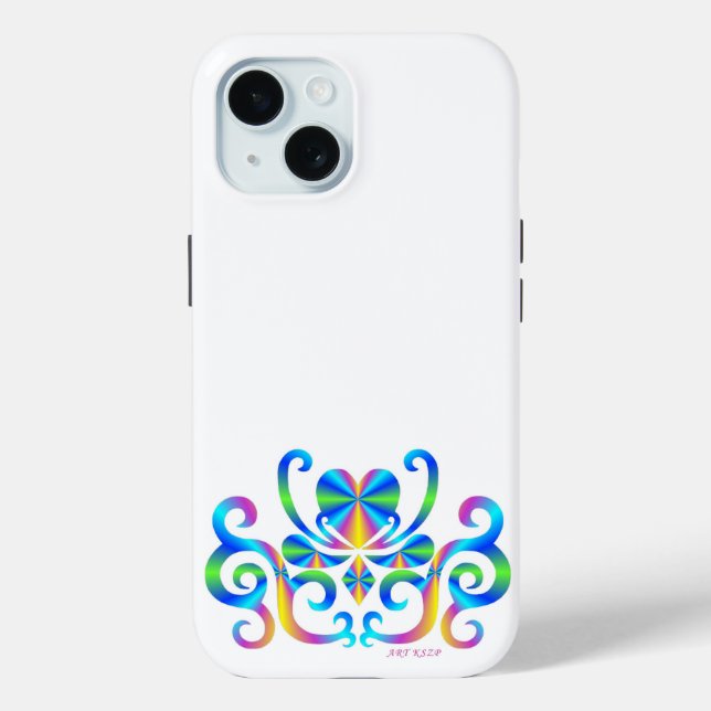 Funda De Case-Mate Para iPhone Corazón arcoiris y Lily (Reverso )