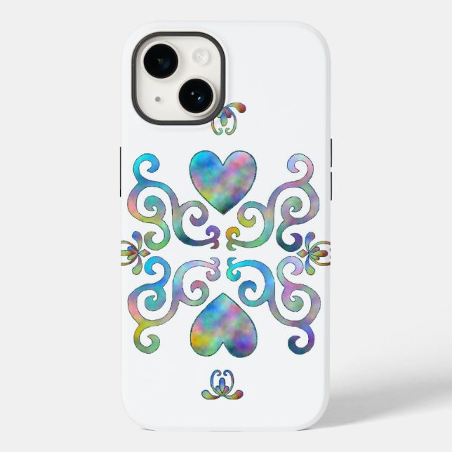 Funda De Case-Mate Para iPhone Corazón arcoiris y Lily (Reverso )
