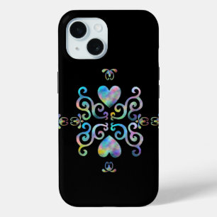 Funda Para iPhone 15 Corazón arcoiris y Lily
