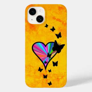 Funda Para iPhone 14 De Case-Mate Corazón arcoiris y mariposa