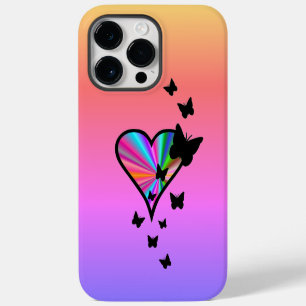 Funda Para iPhone 14 Pro Max De Case-Mate Corazón arcoiris y mariposa