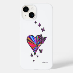 Funda Para iPhone 14 De Case-Mate Corazón arcoiris y mariposa
