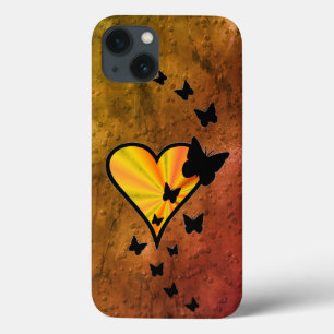 Funda Para iPhone 13 Corazón arcoiris y mariposa