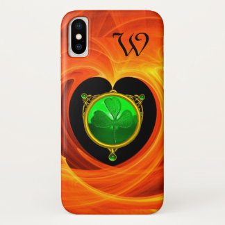 FUNDA PARA iPhone X CORAZÓN CÉLTICO DEL DÍA DE PATRICK, MONOGRAMA DE S