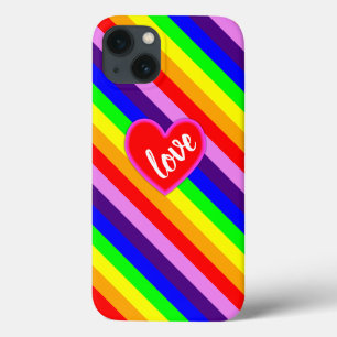 Funda Para iPhone 13 Corazón Clásico de Amor Arcoíris Orgullo Dinámico