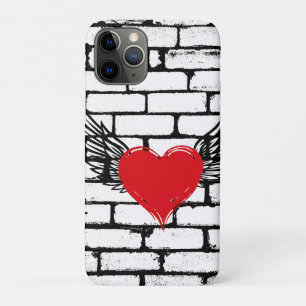 Funda Para iPhone 11 Pro Corazón con alas /etiqueta de equipaje de pared de