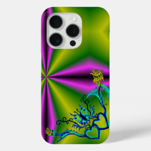 Funda Para iPhone 15 Pro Corazón con flor y mariposa