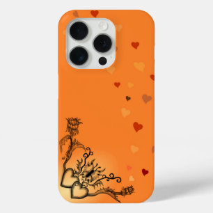 Funda Para iPhone 15 Pro Corazón con flor y mariposa