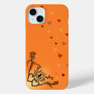 Funda Para iPhone 15 Mini Corazón con flor y mariposa