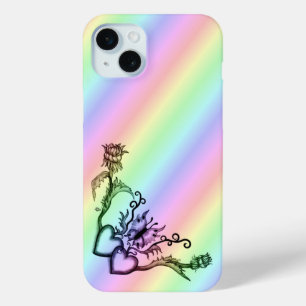 Funda Para iPhone 15 Mini Corazón con la flor y la mariposa