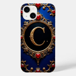 Funda Para iPhone 14 De Case-Mate Corazón con marco de monograma C en oro romántico