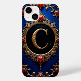Funda Para iPhone 14 De Case-Mate Corazón con marco de monograma C en oro romántico