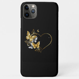 Funda Para iPhone 11 Pro Max Corazón con mariposas doradas