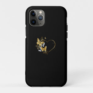 Funda Para iPhone 11 Pro Corazón con mariposas doradas